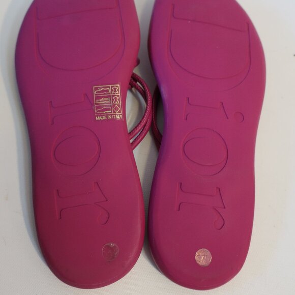 Women Christian Dior Sweetie Magenta Faux Leather Thong Sandal 37.5/EU US/7.5 - Picture 8 of 10